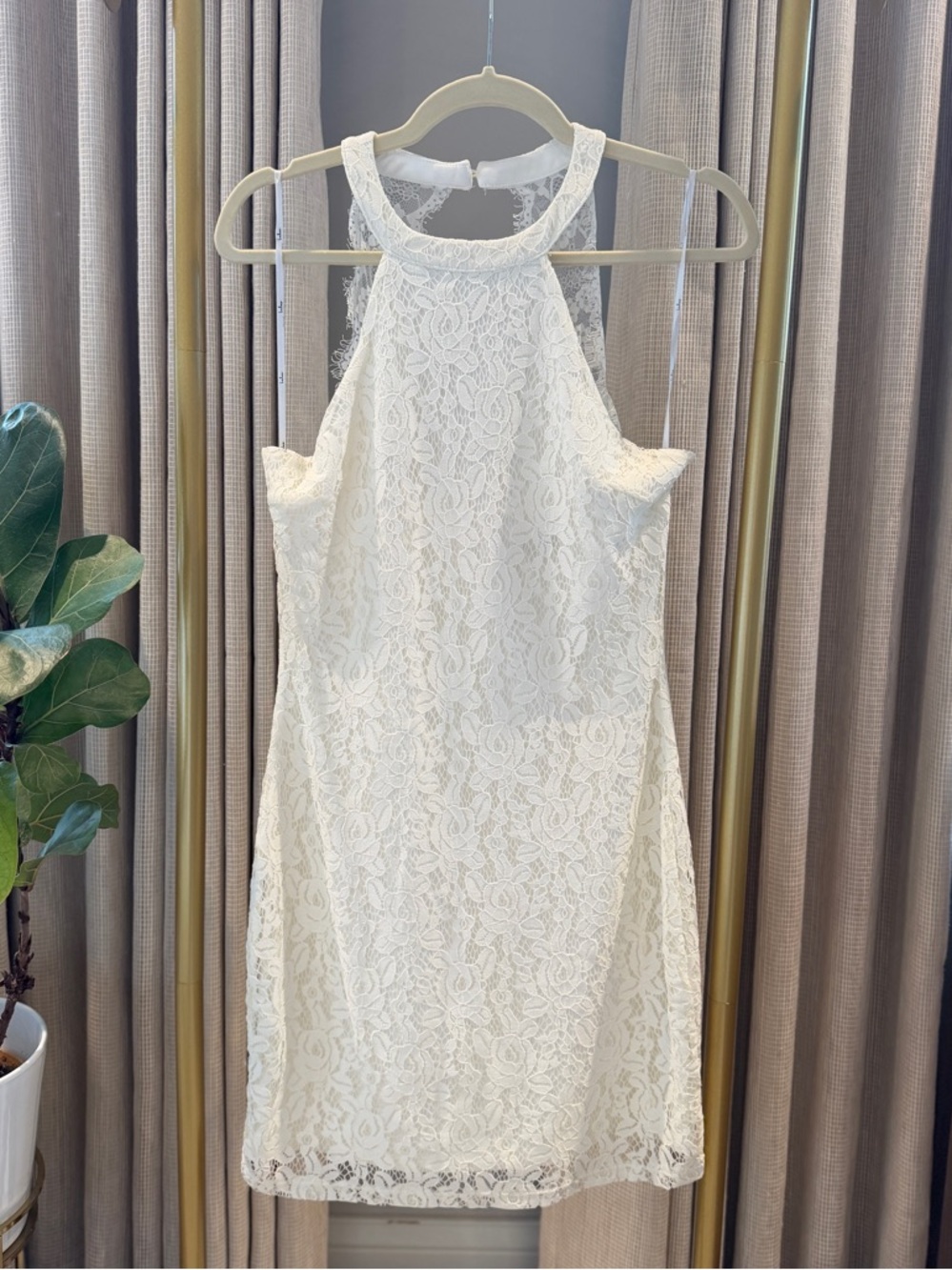 EUC Lulu's Ivory Lace Halter Mini Dress
